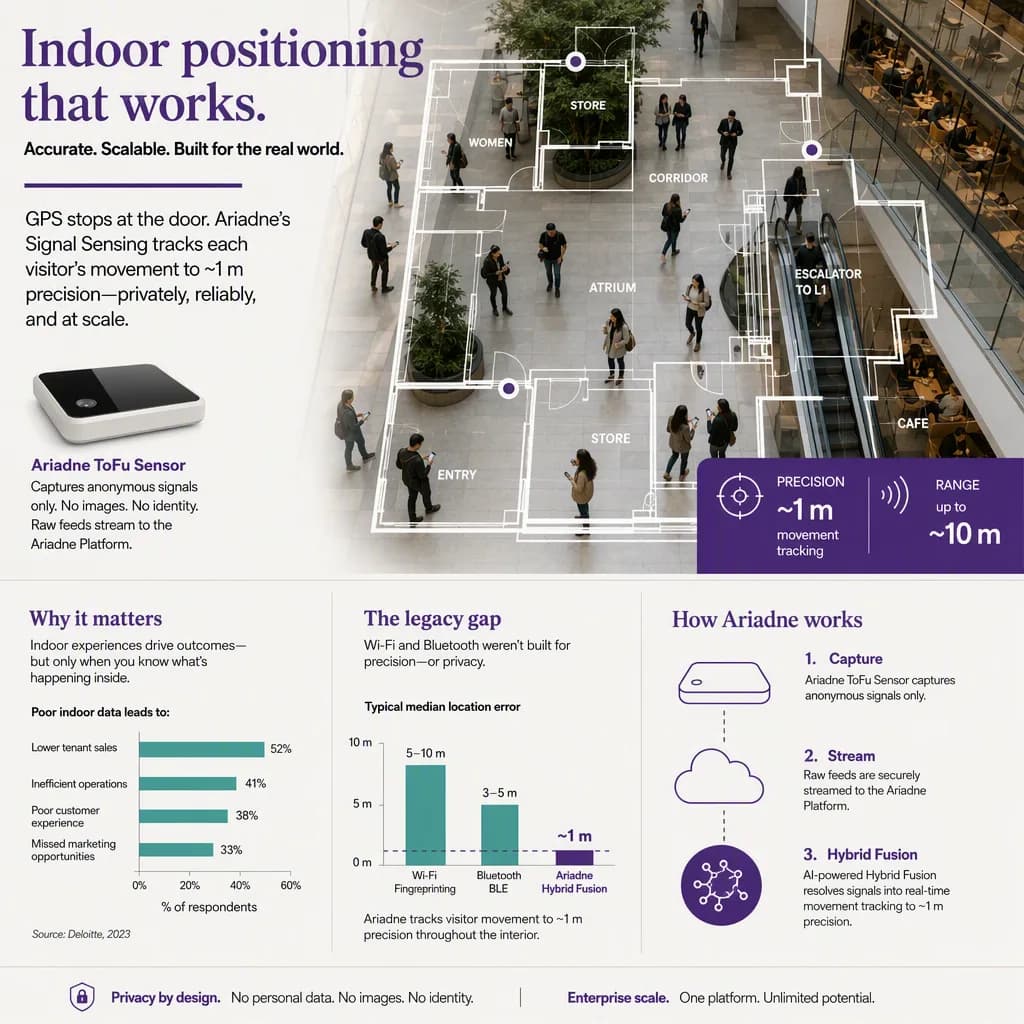 infographic that introduces the topic and why it matters, indoor positioning setting