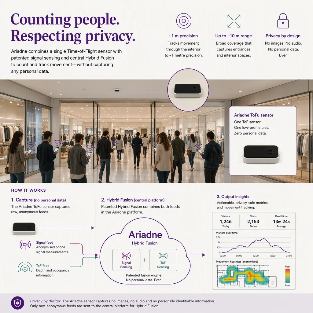 diagram or flow that explains how the core concept works, people-counting tech setting